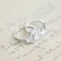 Round Cut Diamond White Halo 3-Stone 925 Sterling Silver Ring Set