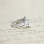Round Cut Diamond White Halo 3-Stone 925 Sterling Silver Ring Set