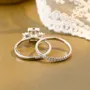 Emerald Cut Diamond White Classic 3-Stone 925 Sterling Silver Ring Set