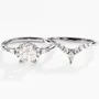 Oval Cut Diamond White Classic 925 Sterling Silver Ring Set