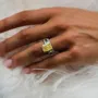 Radiant Cut Citrine Yellow 3-Piece 925 Sterling Silver Ring Set