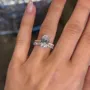 Oval Cut Diamond White Classic Yellow Gold 925 Sterling Silver Ring Set