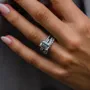 Emerald Cut Diamond White Solitaire 3-Piece 925 Sterling Silver Ring Set