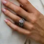 Oval Cut Diamond White Classic 3-Piece 925 Sterling Silver Ring Set
