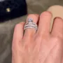 Oval Cut Diamond White Classic 3-Piece 925 Sterling Silver Ring Set