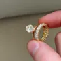 Oval Cut Diamond White Solitaire Yellow Gold 925 Sterling Silver Ring Set