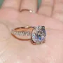 Oval Cut Diamond White Classic Rose Gold 925 Sterling Silver Ring Set