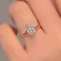 Round Cut Diamond White Solitaire Rose Gold 925 Sterling Silver Ring Set