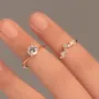 Round Cut Diamond White Solitaire Rose Gold 925 Sterling Silver Ring Set