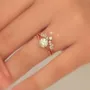 Round Cut Diamond White Solitaire Rose Gold 925 Sterling Silver Ring Set