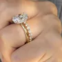 Oval Cut Diamond White 925 Sterling Silver Yellow Gold Hidden Halo Ring Set