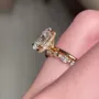 Oval Cut Diamond White Hidden Halo 925 Sterling Silver Yellow Gold Ring Set