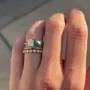 Emerald Cut Diamond White Pear Cut Emerald Green 925 Sterling Silver Yellow Gold 3-Piece Ring Set