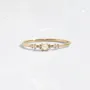 Round Pearl 925 Sterling Silver Yellow Gold 3-piece Stackable Minimalist Ring Set