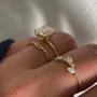 Cushion Cut Diamond White 925 Sterling Silver Yellow Gold Solitaire 3-piece Ring Set