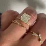Cushion Cut Diamond White 925 Sterling Silver Yellow Gold Solitaire 3-piece Ring Set