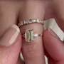 Emerald Cut Diamond White 925 Sterling Silver Yellow Gold 3-Stone Ring Set