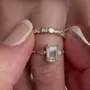 Emerald Cut Diamond White 925 Sterling Silver Yellow Gold 3-Stone Ring Set
