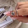 Round Diamond White Sterling Silver Gold Halo Ring Set