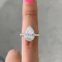 Pear Cut Diamond White Sterling Silver Halo Ring Set