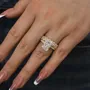 Radiant Cut Diamond White Sterling Silver Ring Set