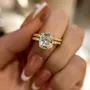 Cushion Cut Diamond White Sterling Silver Halo Ring Set