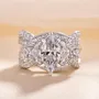 Marquise Cut Diamond White Sterling Silver 3-Stone Ring Set