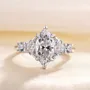 Marquise Cut Diamond White Sterling Silver 3-Stone Ring Set
