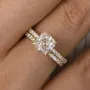 Cushion Cut Diamond White Sterling Silver Halo Ring Set