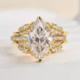 Marquise Cut Diamond White Sterling Silver Ring Set