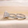 Radiant Cut Diamond White Sterling Silver 3-Stone Ring Set