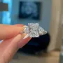Radiant Cut Diamond White Sterling Silver 3-Stone Ring Set