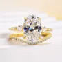 Oval Cut Diamond White Sterling Silver Yellow Gold 3-Stone Ring Set