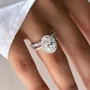Oval Cut Diamond White Sterling Silver Halo Ring Set