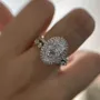 Oval Cut Diamond White Sterling Silver Halo Ring Set