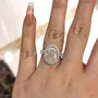 Oval Cut Diamond White Sterling Silver Halo Ring Set