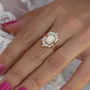 Radiant Cut Diamond White Sterling Silver Yellow Gold Halo Ring Set
