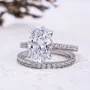 Oval Cut Diamond White Sterling Silver Classic Ring Set