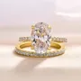 Oval Cut Diamond White Sterling Silver Classic Ring Set
