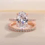 Oval Cut Diamond White Sterling Silver Classic Ring Set