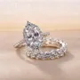 Oval Cut Diamond White Sterling Silver 3-Piece Halo Ring Set