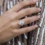 Oval Cut Diamond White Sterling Silver 3-Piece Halo Ring Set
