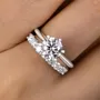 Round Cut Diamond White Sterling Silver Solitaire Ring Set