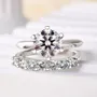 Round Cut Diamond White Sterling Silver Solitaire Ring Set