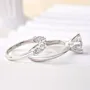 Round Cut Diamond White Sterling Silver Solitaire Ring Set