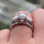 Round Cut Diamond White Sterling Silver 3-Stone Ring Set