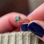 Round Cut Sapphire Blue Sterling Silver Yellow Gold Bridal Sets