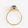 Emerald Cut Sapphire Blue Sterling Silver Yellow Gold Halo Bridal Sets