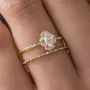 Marquise Cut Diamond White Sterling Silver Yellow Gold Halo Bridal Sets
