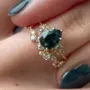 Pear Cut Emerald Green Sterling Silver Yellow Gold Bridal Sets